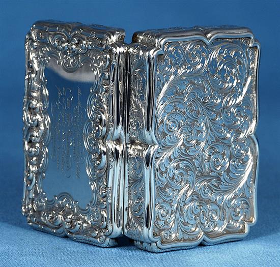 A good early Victorian silver table snuff box in original fitted case, Length 85mm mm Width 60mm Weight 4.7oz/135grms